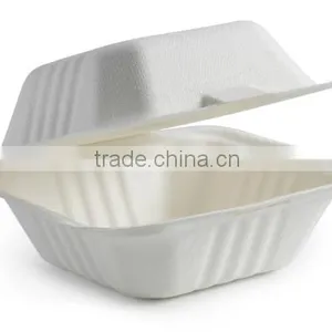 Biodegradable Bagasse 6" Hamburger Box thumbnail-1