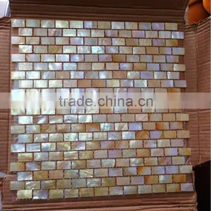 12"x12" Yellow Lip Mother of Pearl Shell Mosaic Brick thumbnail-1
