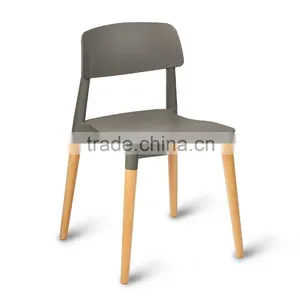 High Quality Plastic Restaurant Furniture Polypropylene Seat DINING ROOM CHAIR/ Wood Base RESTAURANT CHAIR thumbnail-1