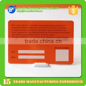 Guangzhou PVC Black Warranty Card Making for Watch thumbnail-6