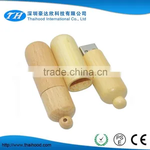 Round Wooden Usb Pendrive 4GB/8GB/16GB/32GB Memory Flash Stick thumbnail-3