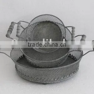 S/3 Round Metal Basket thumbnail-1