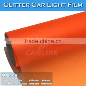 SINO 12"x394" High Quality Stretch Orange Glitter Car Light Vinyl Glitter Film thumbnail-1
