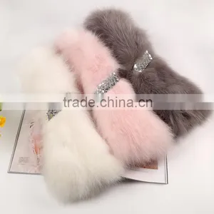 Factory Fur Scarf for Girls With Fashion Shiny Beads Real Fox Fur Scarf Wor Warm Winter KZ160083 Supplier's Choice thumbnail-4