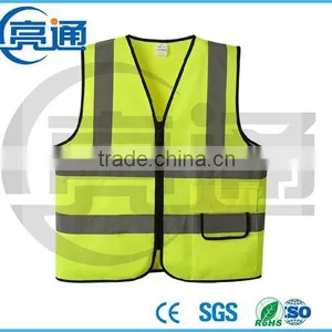 2 Pockets Neon Green Safety Vest With Reflective Strips ANSI/ISEA Medium thumbnail-1