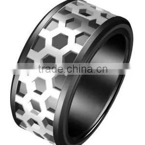 Rose Gold Promotional Hollow Out Titanium Ring 316L Stainless Steel Engineering Ring thumbnail-4
