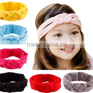 20cm 2016 New Children and Female Baby Hair Braided Cross Hair Band Cotton Elastic Headband Hand Knot of Peace thumbnail-1