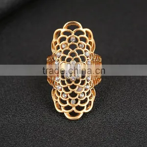 Gold Multihole Crystal Flower Pave Setting Knuckle Men And Women Fashion Rings thumbnail-1