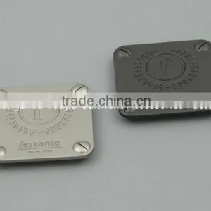 High Quality Custom Square Metal Plate Tags With Prongs For Hangbag thumbnail-3