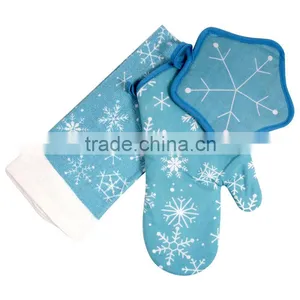 Printed Cotton Kitchen Towel Set Pot Holder Oven Mitten China Supplier Christmas Kitchen Set thumbnail-1