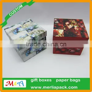 LED Lights Xmas Decorations Paper Box Handmade 2016 Lid and Base Box thumbnail-2