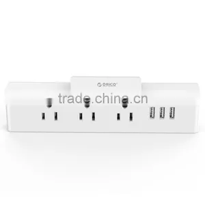 Mini USB Power Strip Travel Smart Socket 3 Outlet 3 USB PORT With Stand for Phone and Ipad thumbnail-2