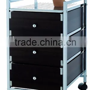 3 MDF Drawer Storage Organizer Rolling Trolley Cart Chrome thumbnail-1