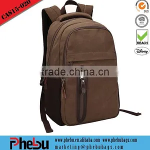 Khaki Vintage Canvas Backpack Wholesale thumbnail-1