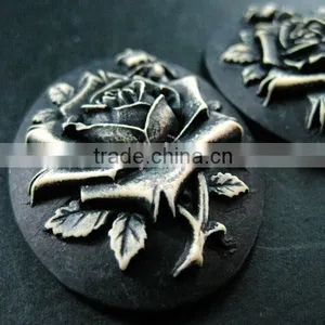 30x40mm Oval Dark Resin Rose Black Cameo Vintage Style Cabochon DIY Pendant Charm Supplies 4120073 thumbnail-3