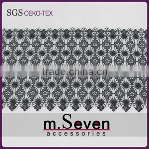 Black Color 20cm 100% Polyester Lace Trim Wholesale Flower Guipure Lace Trim Bridal Lace Trim for Dress thumbnail-2