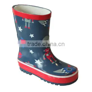 Kids Robots Printing Mid Rubber Boots thumbnail-1