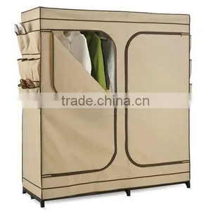 Brown Fabric Wardrobe, Home Storage Folding Assemble Wardrobe thumbnail-1