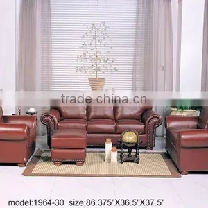 Chesterfield Sofa Set. Genuine Leather Sofa Set. American Modern Style Leather Sofa Set B48151 thumbnail-1