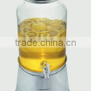 5L Clear Cylinder Glass Juice Water Beer Dispenser With Faucet and Keg thumbnail-1