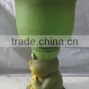 Knock-down Outdoor Garden Fiber Glass Clay Frog Flower Planter Pots thumbnail-3