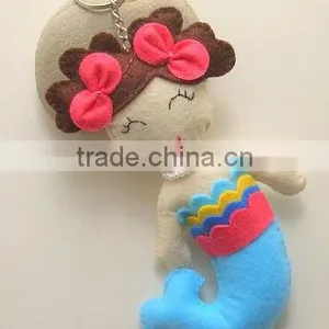 New Hot Sales Wholesale Fashion Stuffed Key Ring Polyester Toy Craft Felt Mermaid Keychain With Pearl Decor Made in China thumbnail-1