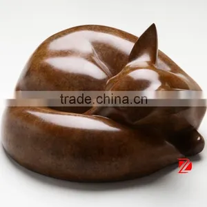 Antique Bronze Sleeping Fox Statue thumbnail-1