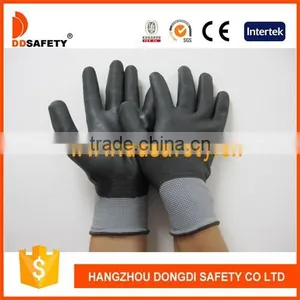 DDSAFETY2016 Hot Sale PU Coated Working Glove Grey Nylon Liner thumbnail-1