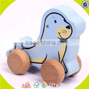 Wholesale Brand New Wooden Children Pull Animal Car Toy Top Quality Wooden Pull Animal Car Toy W05B035 thumbnail-4