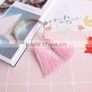 Gold Cuff Bangle With Pink Tassel Simple Tassel Cuff Bangle for Woman thumbnail-1