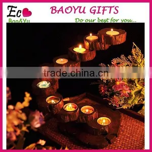 Nature Teak Wood Rotary Candle Holder With Free Nice Candles Handmade Crafts High Quality Wood Candlestick thumbnail-1