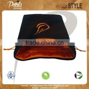 High Quality Drawstring Pouch With Customized Logo - Velvet Drawstring Pouch With Satin Lining - With Embroidery Logo - Luxary thumbnail-5