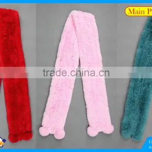 High Quality Knitted Rex-Rabbit Scarf, Real Fur,soft thumbnail-5