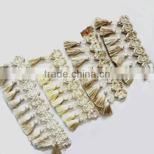 Glass Beads Ivory Tassel Fringe for Curtain thumbnail-1