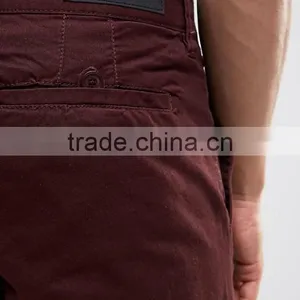 High Quality Latest Custom Side Slant Pockets Turn Up Hem Men's Brown Slim Fit 97% Cotton 3% Elastane Button Fly Fashion Shorts thumbnail-3