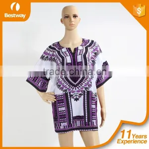 Purple And White Free Size Unisex Dashiki Shirts Wholesale African Summer T Shirt thumbnail-1