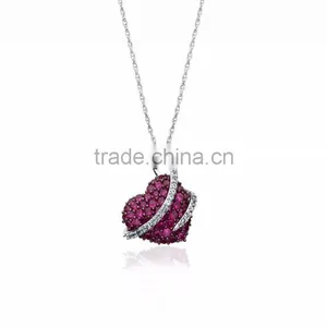 Silver Plated Gemstone Studded Heart Pendant thumbnail-1