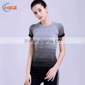 Hsz-103 Top Quality Ladies T-shirt Gym Wear for Yoga and Running Women Sports Top Wear thumbnail-1