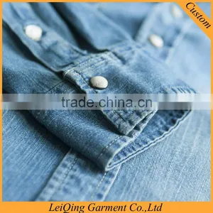 2015 Latest Popular Deep Bule Cowboy Shirts Mens Casual Shirt thumbnail-4