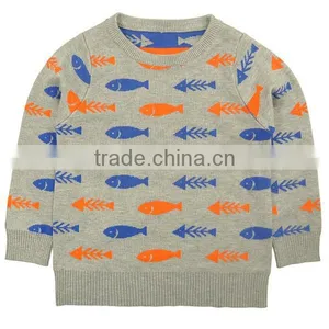 Sweater Design For Kids Children Kids Pullover Sweater Cartoon Fish Knitted Sports Boys Clothing thumbnail-2