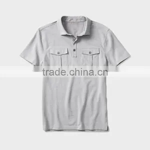 China Wholesale Pure Color Pocket Short Sleeve Polo Shirt for Men thumbnail-1