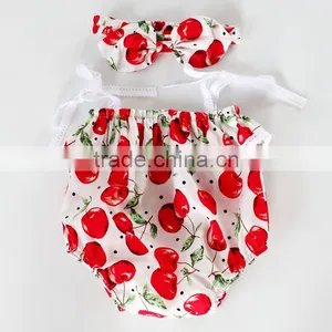 ShiJ Baby Outfits Set Cotton Boutique Trendy Cherry Girls Romper thumbnail-3