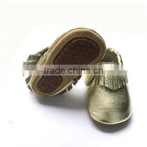 Rose Gold Soft Rubber Sole Baby Moccasin Shoes Kids Rubber Sole Shoes thumbnail-4