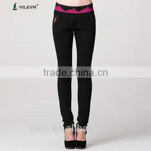 Black High Waist Embroideried Female Trousers With Side Pockets thumbnail-1