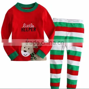 Wholesale Cheap Cotton Kids Christmas Striped Pajamas thumbnail-3