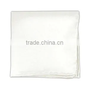 Solid Color Hand-rolled Borders Silk Twill White Pocket Squares thumbnail-1