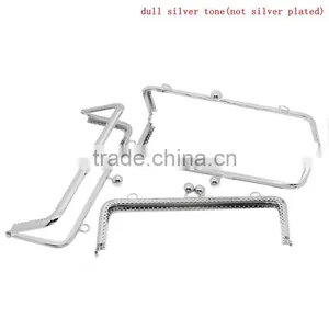 Metal Frame Kiss Clasp For Purse Bag Silver Tone 21x7cm(Open:21x14cm),2Pc,Customize thumbnail-1