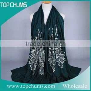 Wholesale Embroidery Floral Women Scarf Pashmina thumbnail-4