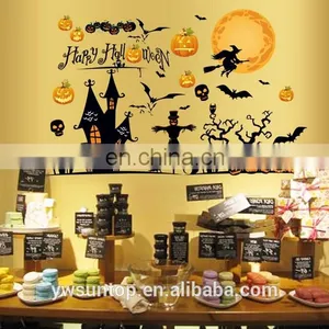 Halloween Theme Castle Pumpkin Bat Window/Wall Sticker Halloween Decoration Home Decoration thumbnail-1