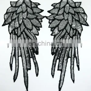 2017 Silver Wing Patches Embroidered Applique With Sequins Iron Coat of Arms Patches thumbnail-1
